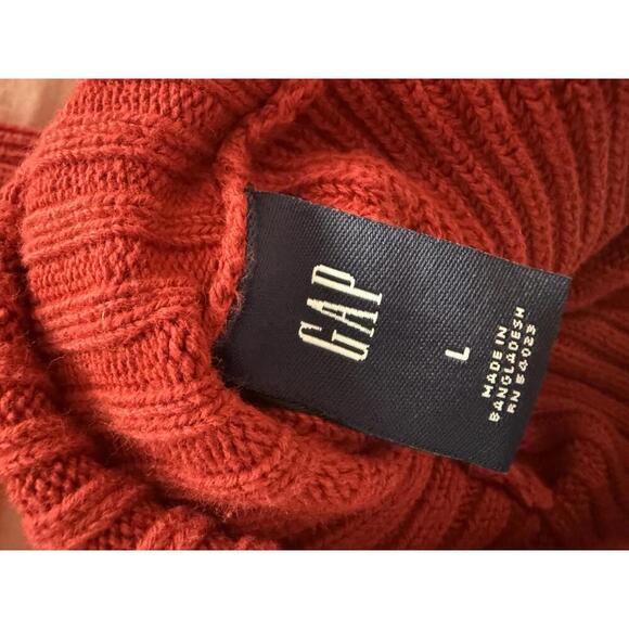 GAP Red Ribbed Turtleneck Sweater Women’s Large Cotton Knit Pullover - Picture 4 of 7